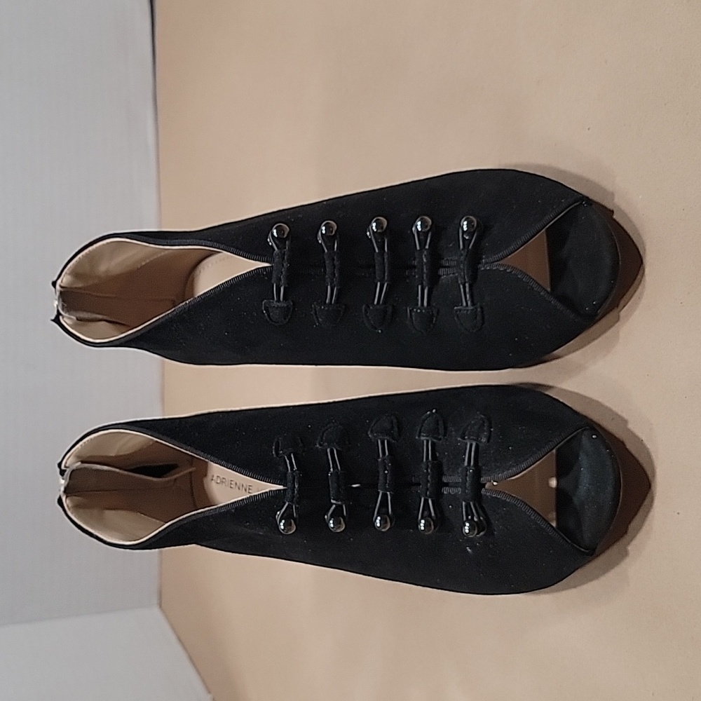 Adrienne Vittidini "Gordie" Size 8.5M Leather / Suede Peep Toe Heel Booties, EUC